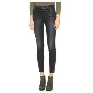 High Rise Black Coated Cropped Jeans